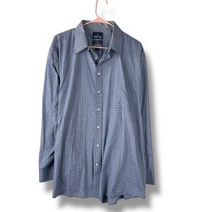 Stafford Travel Shirt Mens 18 34/35 Blue Performance Super Button Down Shirt